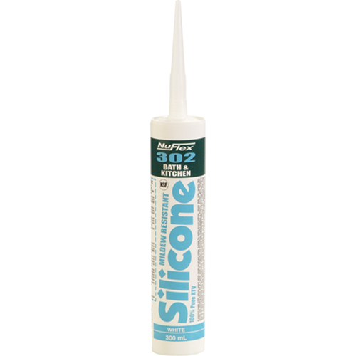 NuFlex&reg; 302 Bath And Kitchen Silicone Sealant, 300 ml, Cartridge, Clear FMT Sales Ltd