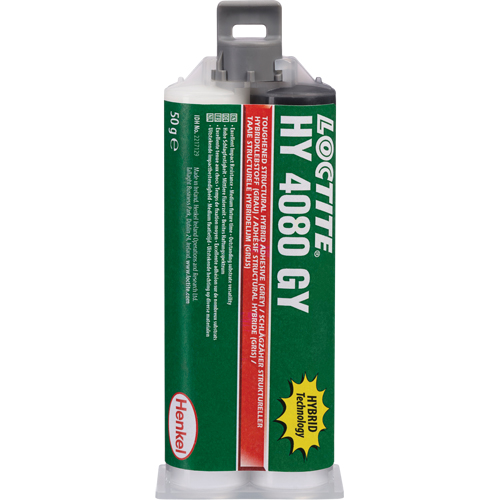Adh&eacute;sif hybride pour r&eacute;parations structurales HY 4080 GY, Deux composants, Cartouche double, 50 g, Gris FMT Sales Ltd