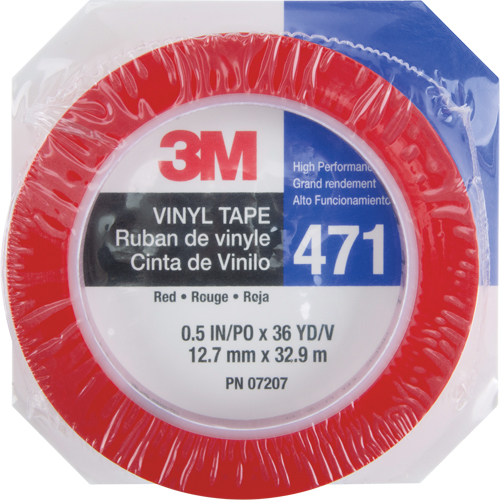 Ruban en vinyle 471, 12 mm (1/2") la x 32,9 m (108') lo, 5,3 mils, Rouge FMT Sales Ltd