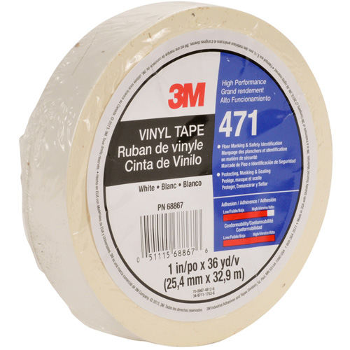 471 Vinyl Tape, 12 mm (1/2") W x 32.9 m (108') L, 5.3 mils, White FMT Sales Ltd
