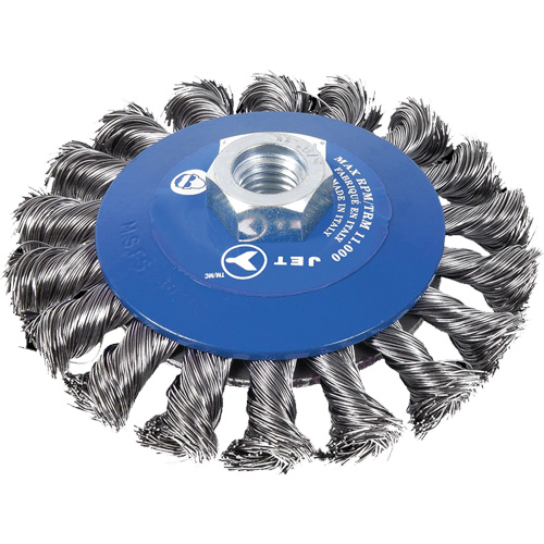 Brosse conique &agrave; m&egrave;ches torsad&eacute;es, Dia. 5", Fils 0,02", Arbre 5/8"-11NC FMT Sales Ltd