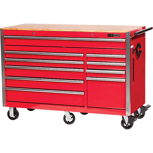 PRC5610 Armoire &agrave; rouleaux s&eacute;rie Pro, 10 tiroirs, 55-9/10" la x 24-1/10" p x 39-7/10" h, Rouge FMT Sales Ltd