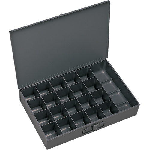 Boîtes &agrave; fond courb&eacute;, Acier, 21 compartiments, 18" la x 12" p, 3" h, Gris FMT Sales Ltd