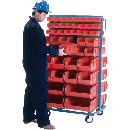 Support mobile deux c&ocirc;t&eacute;s pour bacs, &agrave; deux c&ocirc;t&eacute;s, 96 bacs, 36" la x 24" p x 63" h FMT Sales Ltd