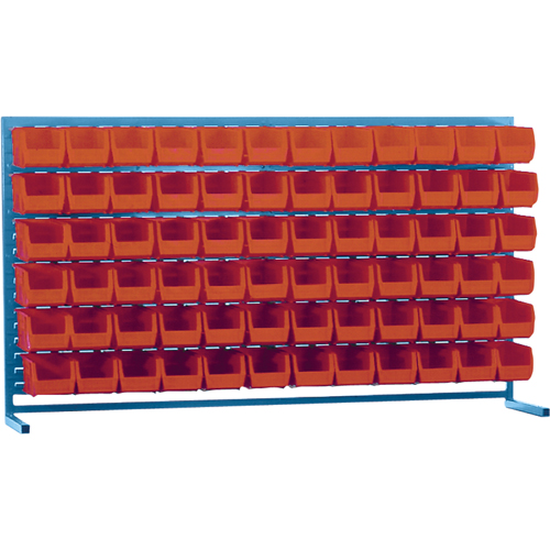 Louvered Rack with Bins, 72 Bins, 72" W x 15" D x 40" H FMT Sales Ltd