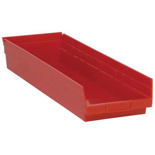 Bacs de rangement pour tablettes, 8-3/8" la x 4" H x 23-5/8" p, Rouge, Capacit&eacute; 50 lb FMT Sales Ltd