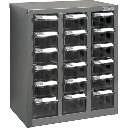 KPC-600 Parts Cabinet, Galvanized Steel, 18 Drawers, 13-9/10" x 8-7/10" x 16-3/10", Grey FMT Sales Ltd