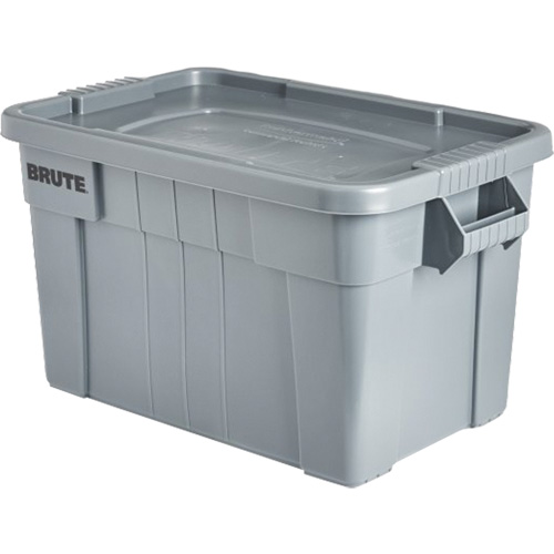 Brute Storage Tote with Lid, 27.88” D x 17.38” W x 15.13” H, 160 lbs. Capacity, Grey FMT Sales Ltd
