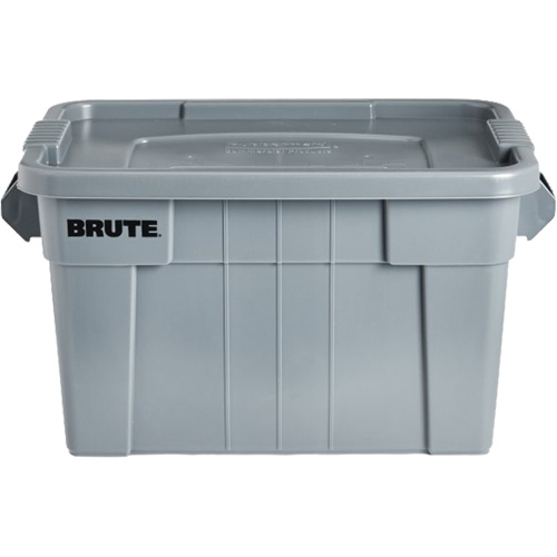 Brute Storage Tote with Lid, 27.88” D x 17.38” W x 15.13” H, 160 lbs. Capacity, Grey FMT Sales Ltd