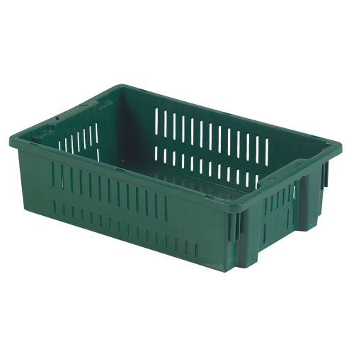 Agricultural Plastic Stack-N-Nest Container, 13.1" x 19.7" x 5.6", Green FMT Sales Ltd