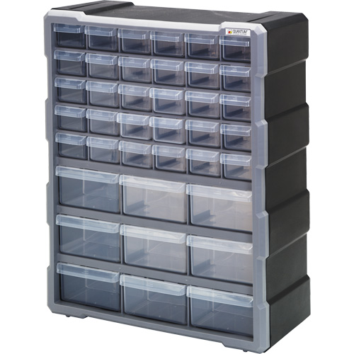Armoire &agrave; tiroir, Plastique, 39 tiroirs, 15" x 6-1/4" x 18-3/4", Noir FMT Sales Ltd