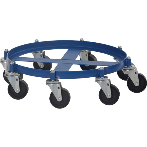 Octagon Drum Dolly, Steel, 2000 lbs. Capacity, 27-1/16" Diameter, Cast Iron Casters FMT Sales Ltd