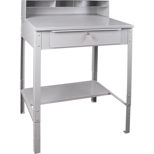 Open Floor Style Shop Desk, 34-1/2" W x 30" D x 53" H, Grey FMT Sales Ltd
