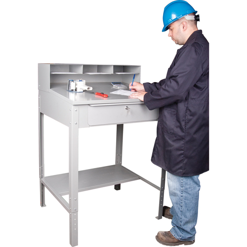 Open Floor Style Shop Desk, 34-1/2" W x 30" D x 53" H, Grey FMT Sales Ltd