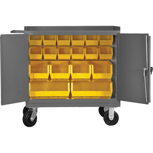 Mobile Workbench Cabinet with Bins, Steel Surface FMT Sales Ltd