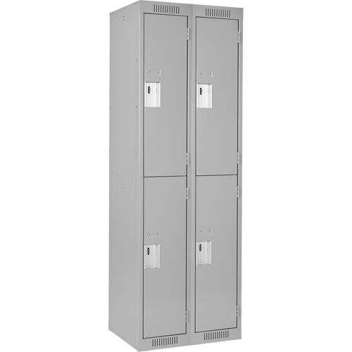 Clean Line Lockers, 2 -tier, Bank of 2, 24" x 18" x 72", Steel, Grey, Rivet (Assembled) FMT Sales Ltd
