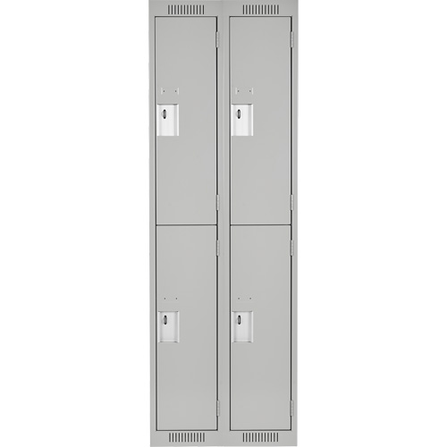 Clean Line Lockers, 2 -tier, Bank of 2, 24" x 18" x 72", Steel, Grey, Rivet (Assembled) FMT Sales Ltd