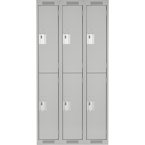 Clean Line Lockers, 2 -tier, Bank of 3, 36" x 18" x 72", Steel, Grey, Rivet (Assembled) FMT Sales Ltd
