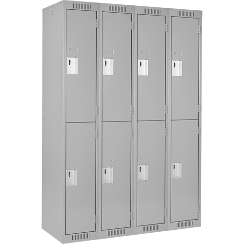 Clean Line Lockers, 2 -tier, Bank of 4, 48" x 18" x 72", Steel, Grey, Rivet (Assembled) FMT Sales Ltd