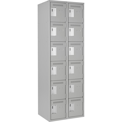 Clean Line Lockerettes, 6 -tier, Bank of 2, 24" x 18" x 72", Steel, Grey, Rivet (Assembled) FMT Sales Ltd