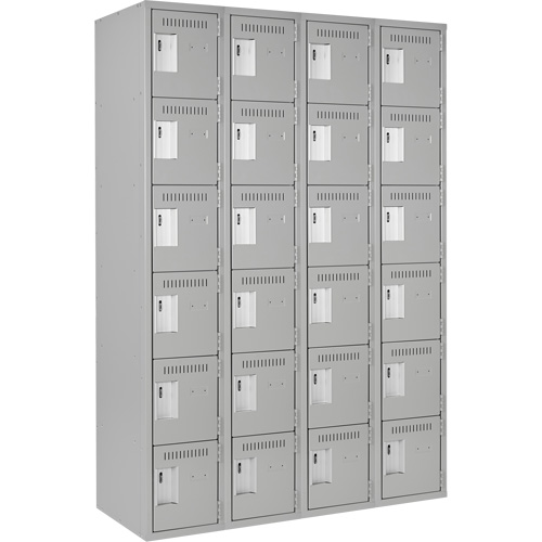 Clean Line Lockerettes, 6 -tier, Bank of 4, 48" x 18" x 72", Steel, Grey, Rivet (Assembled) FMT Sales Ltd