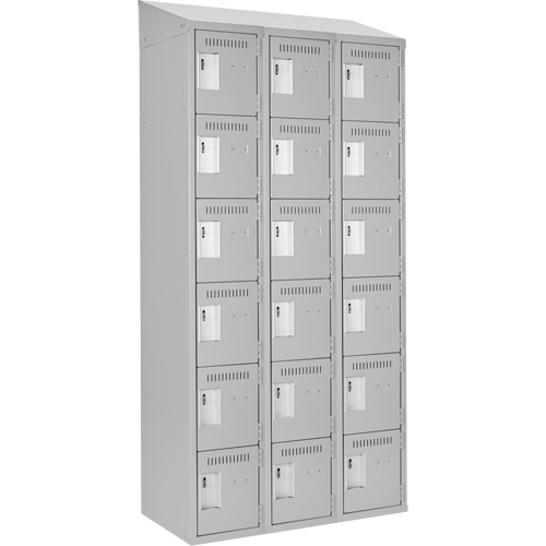 Clean Line Lockerette , 6 -tier, Bank of 3, 36" x 18" x 78", Steel, Grey, Rivet (Assembled) FMT Sales Ltd