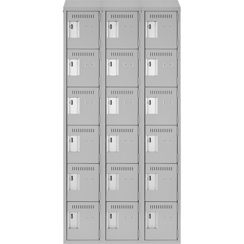 Clean Line Lockerette , 6 -tier, Bank of 3, 36" x 18" x 78", Steel, Grey, Rivet (Assembled) FMT Sales Ltd