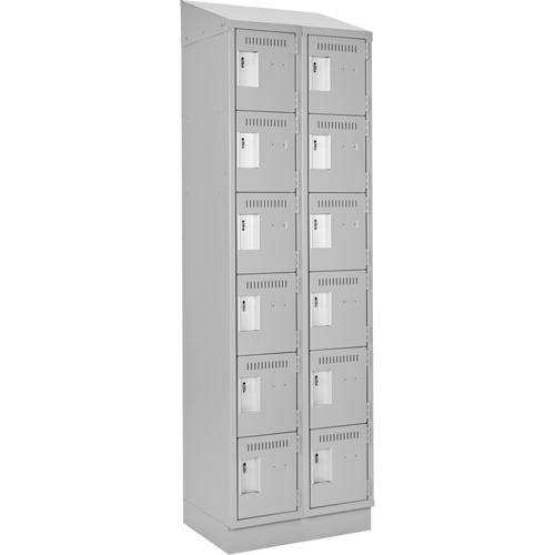 Clean Line Lockerette, 6 -tier, Bank of 2, 24" x 18" x 82", Steel, Grey, Rivet (Assembled) FMT Sales Ltd