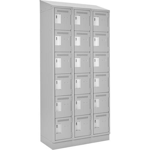 Clean Line Lockerette, 6 -tier, Bank of 3, 36" x 18" x 82", Steel, Grey, Rivet (Assembled) FMT Sales Ltd