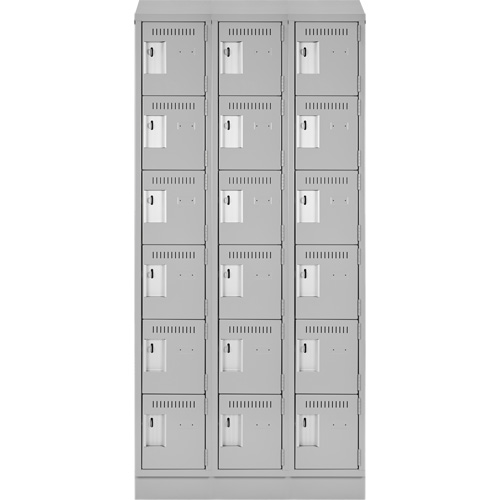 Clean Line Lockerette, 6 -tier, Bank of 3, 36" x 18" x 82", Steel, Grey, Rivet (Assembled) FMT Sales Ltd