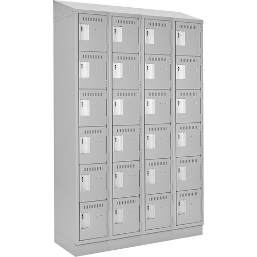 Clean Line Lockerette, 6 -tier, Bank of 4, 48" x 18" x 82", Steel, Grey, Rivet (Assembled) FMT Sales Ltd
