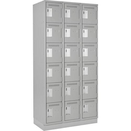 Clean Line Lockerette, 6 -tier, Bank of 3, 36" x 18" x 76", Steel, Grey, Rivet (Assembled) FMT Sales Ltd