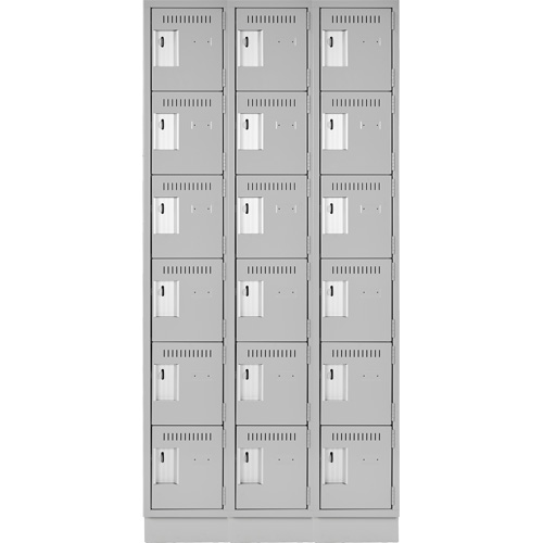 Clean Line Lockerette, 6 -tier, Bank of 3, 36" x 18" x 76", Steel, Grey, Rivet (Assembled) FMT Sales Ltd
