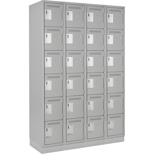 Clean Line Lockerette, 6 -tier, Bank of 4, 48" x 18" x 76", Steel, Grey, Rivet (Assembled) FMT Sales Ltd