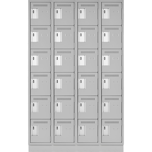 Clean Line Lockerette, 6 -tier, Bank of 4, 48" x 18" x 76", Steel, Grey, Rivet (Assembled) FMT Sales Ltd