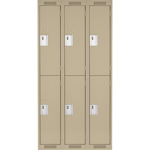 Clean Line Lockers, 2 -tier, Bank of 3, 36" x 18" x 72", Steel, Beige, Rivet (Assembled) FMT Sales Ltd