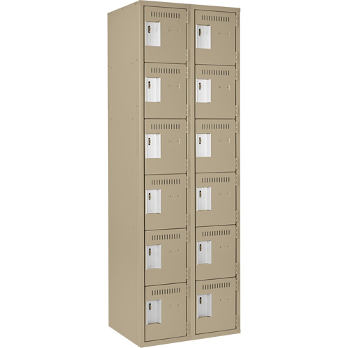 Clean Line Lockerette, 6 -tier, Bank of 2, 24" x 18" x 72", Steel, Beige, Rivet (Assembled) FMT Sales Ltd