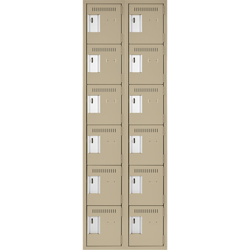 Clean Line Lockerette, 6 -tier, Bank of 2, 24" x 18" x 72", Steel, Beige, Rivet (Assembled) FMT Sales Ltd