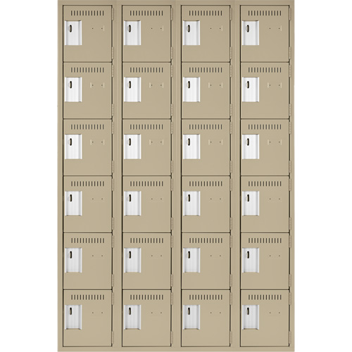 Clean Line Lockerette, 6 -tier, Bank of 4, 48" x 18" x 72", Steel, Beige, Rivet (Assembled) FMT Sales Ltd