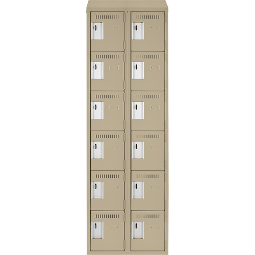 Clean Line Lockerette, 6 -tier, Bank of 2, 24" x 18" x 78", Steel, Beige, Rivet (Assembled) FMT Sales Ltd