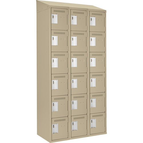 Clean Line Lockerette, 6 -tier, Bank of 3, 36" x 18" x 78", Steel, Beige, Rivet (Assembled) FMT Sales Ltd