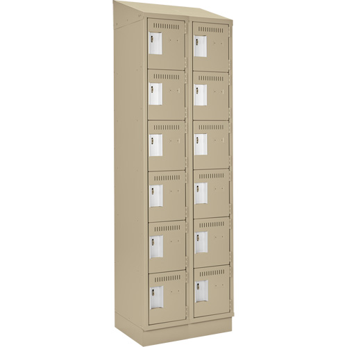Clean Line Lockerette , 6 -tier, Bank of 2, 24" x 18" x 82", Steel, Beige, Rivet (Assembled) FMT Sales Ltd