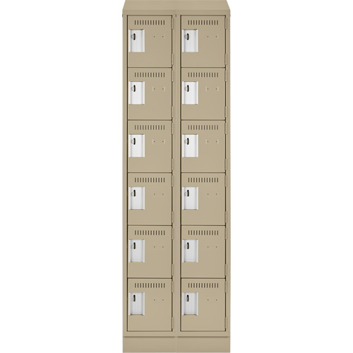 Clean Line Lockerette , 6 -tier, Bank of 2, 24" x 18" x 82", Steel, Beige, Rivet (Assembled) FMT Sales Ltd