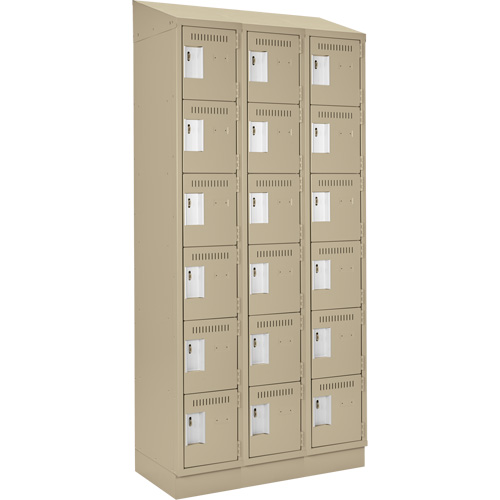 Clean Line Lockerette , 6 -tier, Bank of 3, 36" x 18" x 82", Steel, Beige, Rivet (Assembled) FMT Sales Ltd