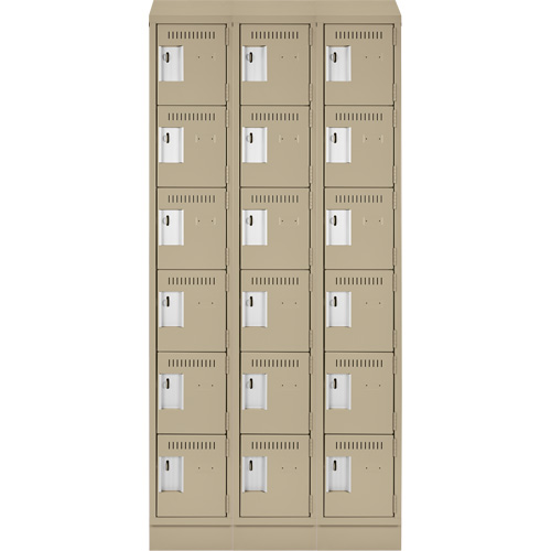 Clean Line Lockerette , 6 -tier, Bank of 3, 36" x 18" x 82", Steel, Beige, Rivet (Assembled) FMT Sales Ltd