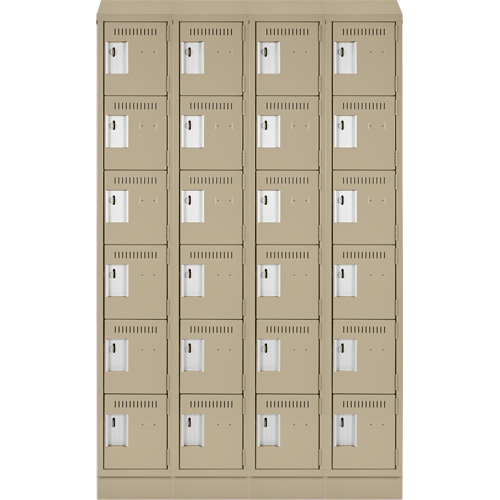 Clean Line Lockerette , 6 -tier, Bank of 4, 48" x 18" x 82", Steel, Beige, Rivet (Assembled) FMT Sales Ltd