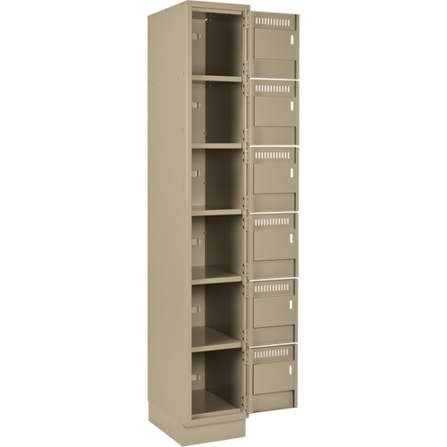 Clean Line Lockerette, 6 -tier, Bank of 4, 48" x 18" x 76", Steel, Beige, Rivet (Assembled) FMT Sales Ltd