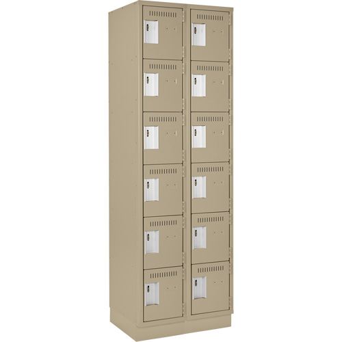 Clean Line Lockerette, 6 -tier, Bank of 2, 24" x 18" x 76", Steel, Beige, Rivet (Assembled) FMT Sales Ltd