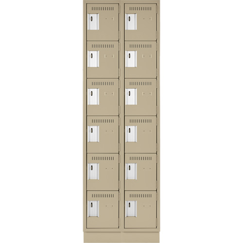 Clean Line Lockerette, 6 -tier, Bank of 2, 24" x 18" x 76", Steel, Beige, Rivet (Assembled) FMT Sales Ltd