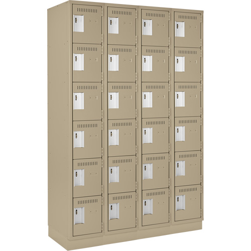 Clean Line Lockerette, 6 -tier, Bank of 4, 48" x 18" x 76", Steel, Beige, Rivet (Assembled) FMT Sales Ltd